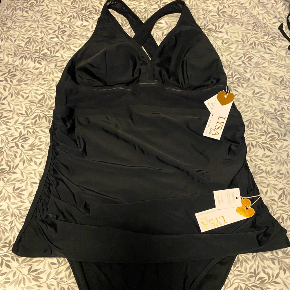 LYSA - PLUS SIZE TANKINI - BLACK - SEXY!!!